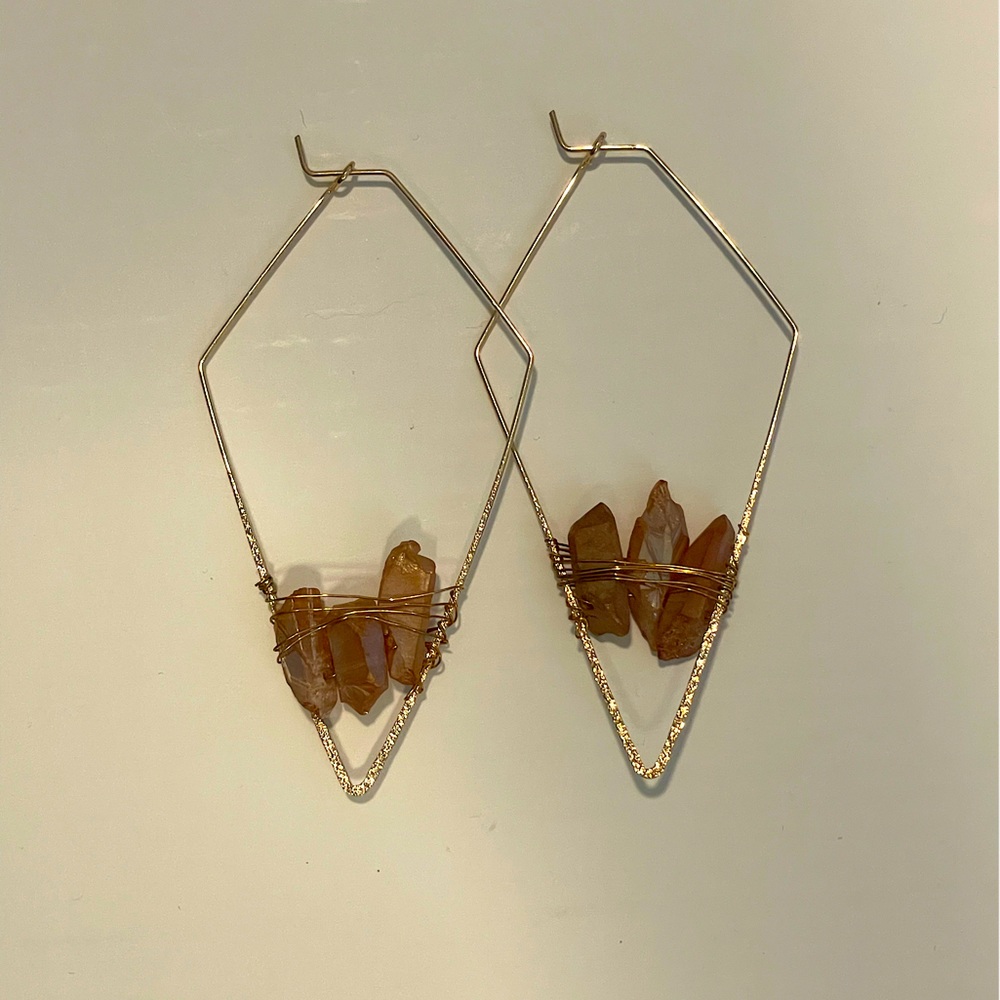 Golden Hoop Earrings with Stones